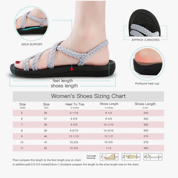 MEGNYA -womens Walking Sandals Slide Sandal in black size - 8 - Picture 5 of 5